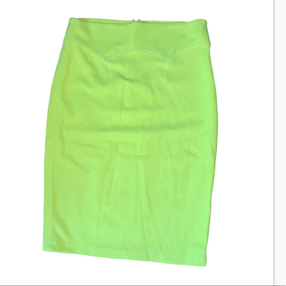 💚 McQ Alexander McQueen NWOT Lime Green Bodycon Contour Skirt Small 💚